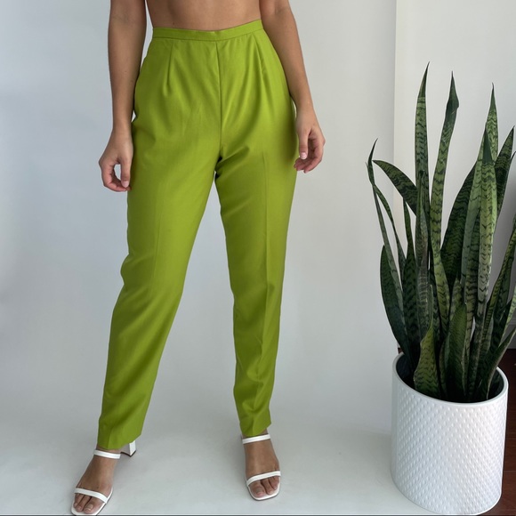 Vintage Finity studio high waist lime green pants - Picture 3 of 8